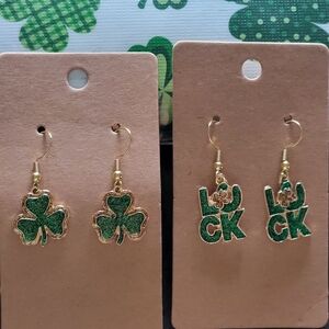 St. Patrick's Day Handcrafted Shamrock and Luck Earrings Set 2/$15